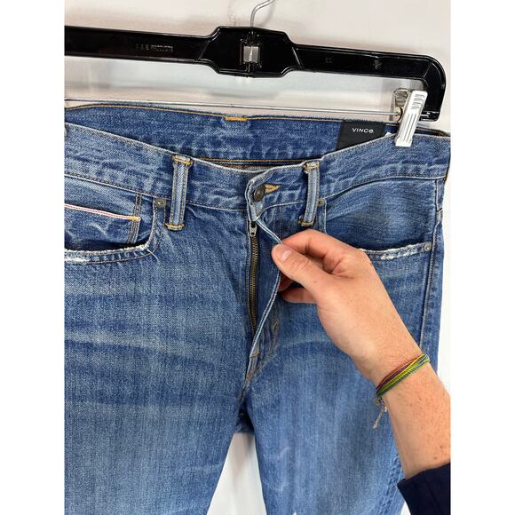 Vince Union Slouch Distressed Jeans In Heritage Size 27 Japanese Selvedge Denim - Picture 15 of 16
